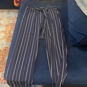 High waisted, stretchy striped pants